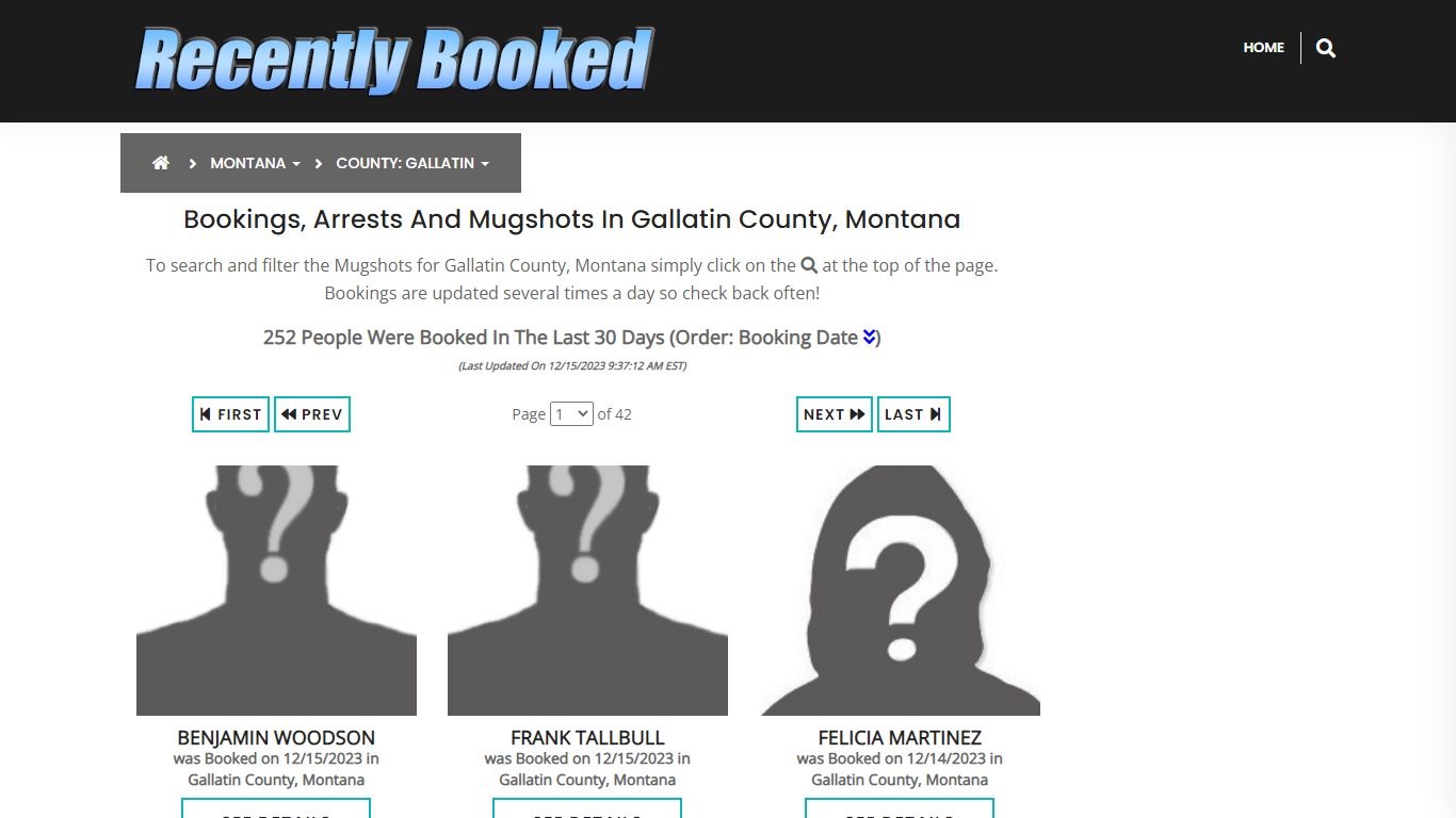 Bookings, Arrests and Mugshots in Gallatin County, Montana
